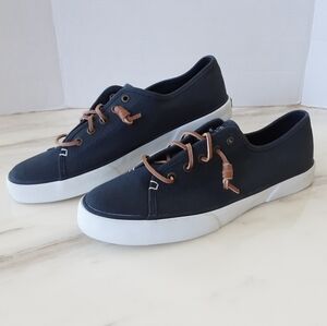 SPERRY Top Sider Gray Crest Vibe Rawhide Lace Memory Foam Boat Shoes Sz 10